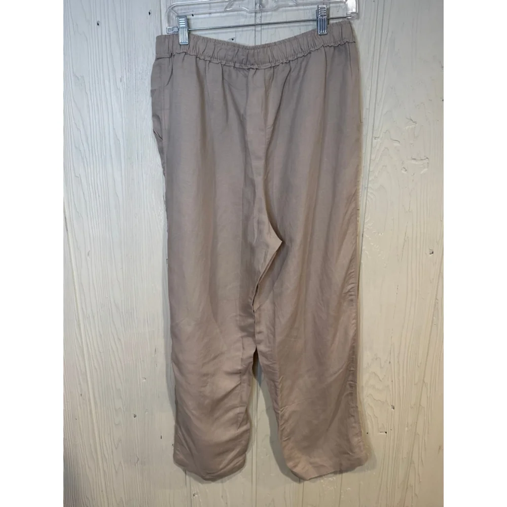 H&M Beige Linen Blend Ankle Cropped wide Pants Size M